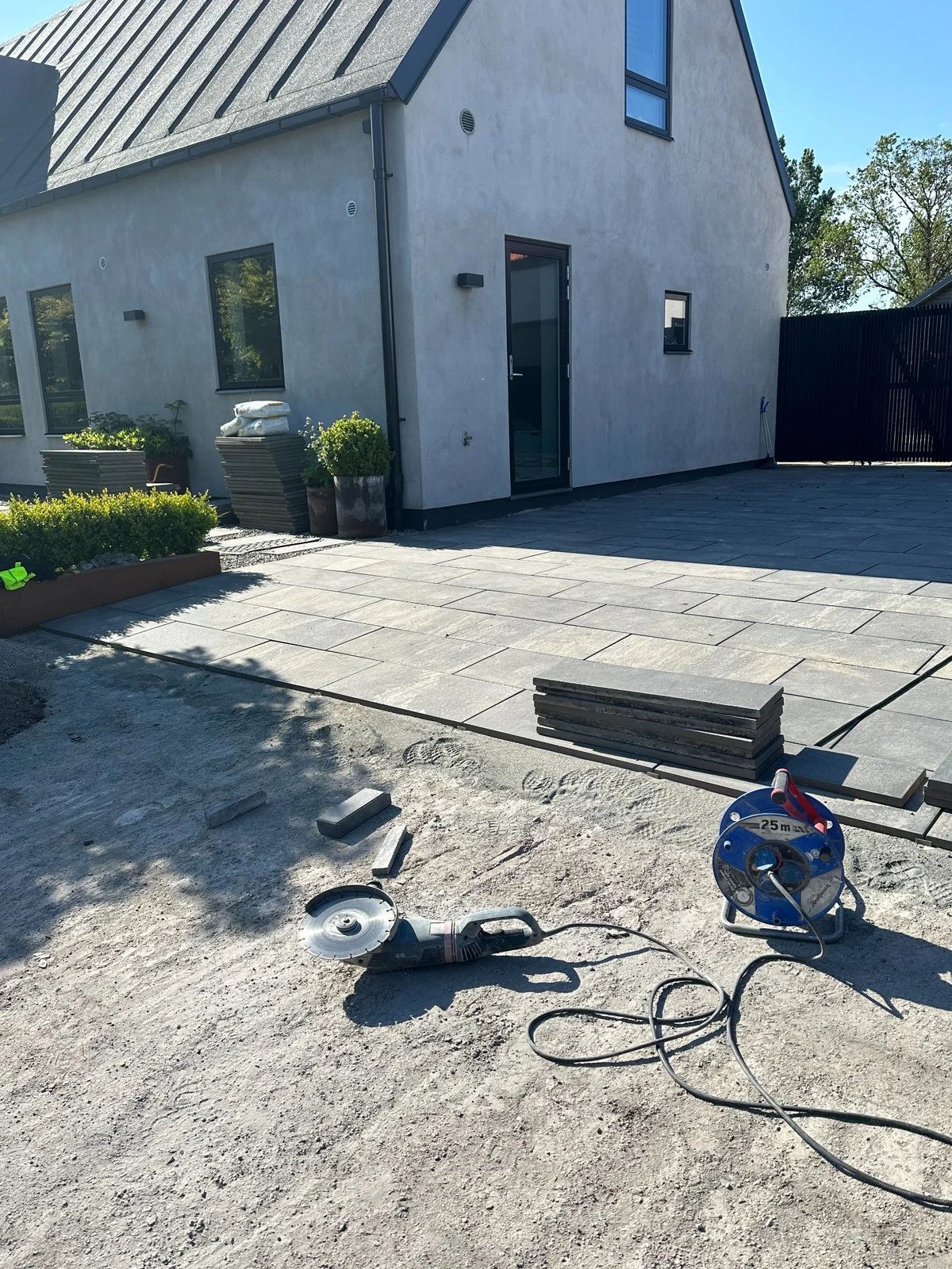 Large premium pavers being installed
